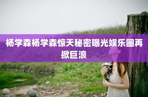 杨学森杨学森惊天秘密曝光娱乐圈再掀巨浪