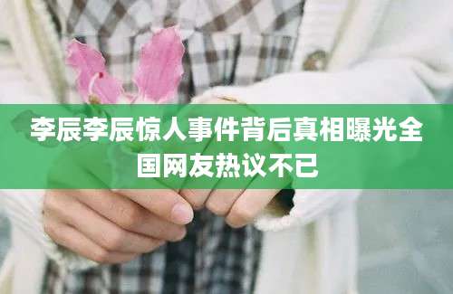 李辰李辰惊人事件背后真相曝光全国网友热议不已