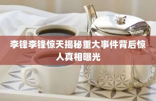 李锋李锋惊天揭秘重大事件背后惊人真相曝光