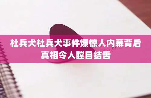 杜兵犬杜兵犬事件爆惊人内幕背后真相令人瞠目结舌