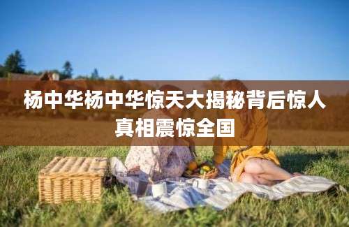 杨中华杨中华惊天大揭秘背后惊人真相震惊全国