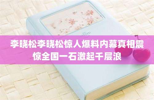 李晓松李晓松惊人爆料内幕真相震惊全国一石激起千层浪
