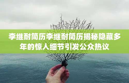李继耐简历李继耐简历揭秘隐藏多年的惊人细节引发公众热议