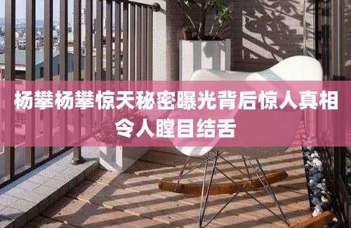 杨攀杨攀惊天秘密曝光背后惊人真相令人瞠目结舌
