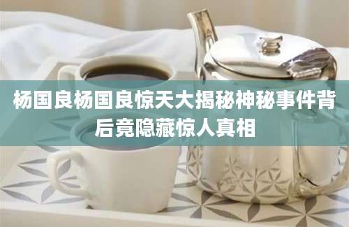 杨国良杨国良惊天大揭秘神秘事件背后竟隐藏惊人真相