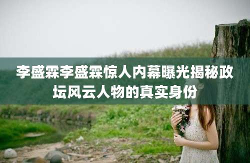 李盛霖李盛霖惊人内幕曝光揭秘政坛风云人物的真实身份