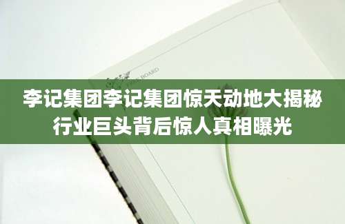 李记集团李记集团惊天动地大揭秘行业巨头背后惊人真相曝光