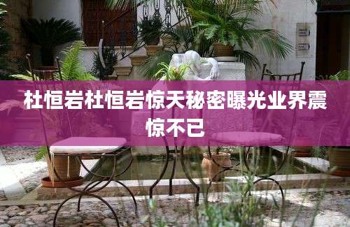 杜恒岩杜恒岩惊天秘密曝光业界震惊不已