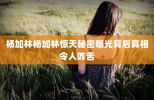 杨加林杨加林惊天秘密曝光背后真相令人咋舌