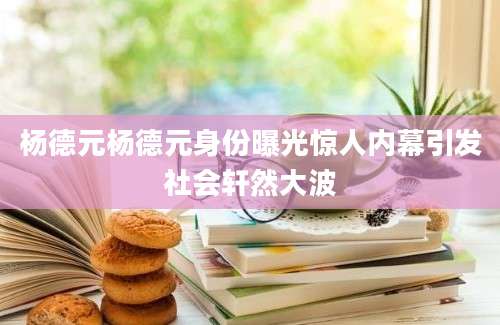 杨德元杨德元身份曝光惊人内幕引发社会轩然大波