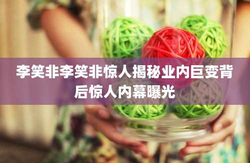李笑非李笑非惊人揭秘业内巨变背后惊人内幕曝光