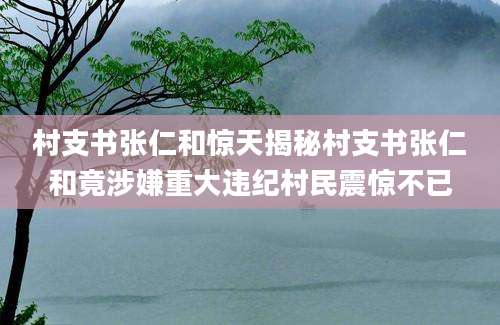 村支书张仁和惊天揭秘村支书张仁和竟涉嫌重大违纪村民震惊不已