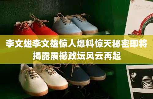 李文雄李文雄惊人爆料惊天秘密即将揭露震撼政坛风云再起