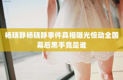 杨晓静杨晓静事件真相曝光惊动全国幕后黑手竟是谁