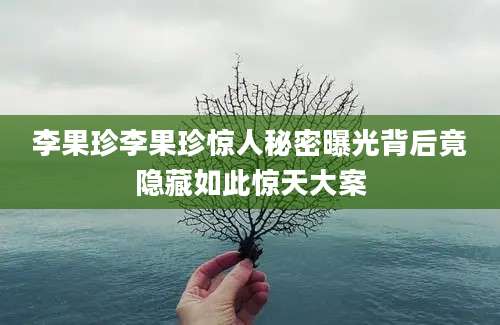 李果珍李果珍惊人秘密曝光背后竟隐藏如此惊天大案