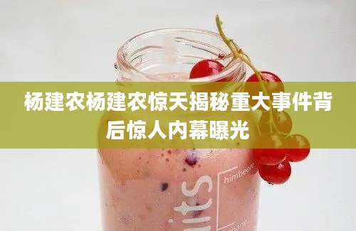 杨建农杨建农惊天揭秘重大事件背后惊人内幕曝光