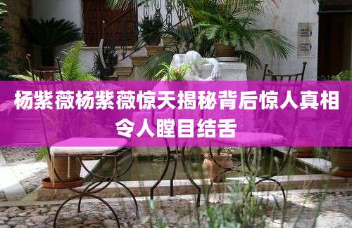 杨紫薇杨紫薇惊天揭秘背后惊人真相令人瞠目结舌