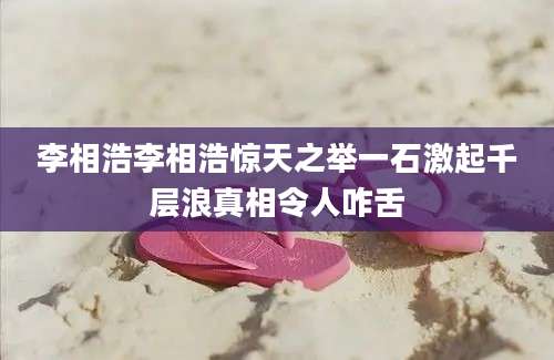 李相浩李相浩惊天之举一石激起千层浪真相令人咋舌