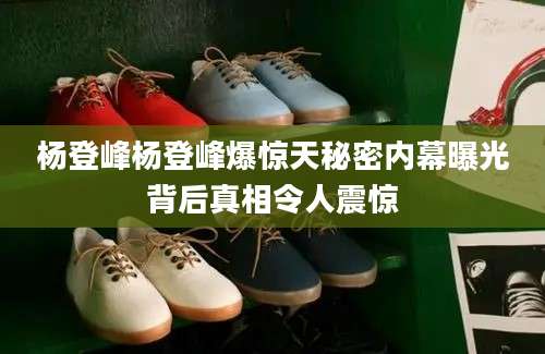杨登峰杨登峰爆惊天秘密内幕曝光背后真相令人震惊