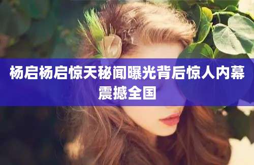 杨启杨启惊天秘闻曝光背后惊人内幕震撼全国