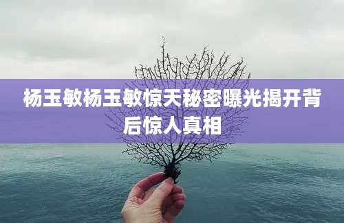 杨玉敏杨玉敏惊天秘密曝光揭开背后惊人真相
