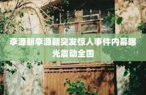 李源朝李源朝突发惊人事件内幕曝光震动全国