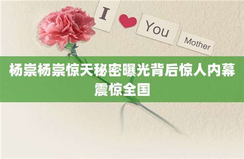 杨崇杨崇惊天秘密曝光背后惊人内幕震惊全国