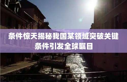 条件惊天揭秘我国某领域突破关键条件引发全球瞩目