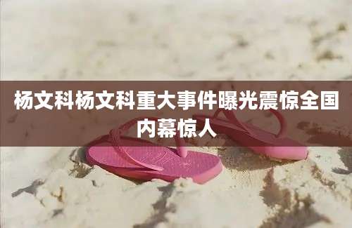 杨文科杨文科重大事件曝光震惊全国内幕惊人