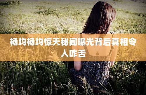 杨均杨均惊天秘闻曝光背后真相令人咋舌