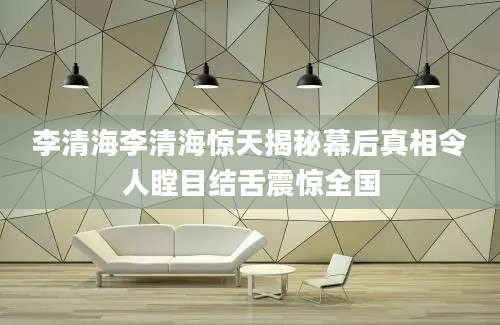 李清海李清海惊天揭秘幕后真相令人瞠目结舌震惊全国