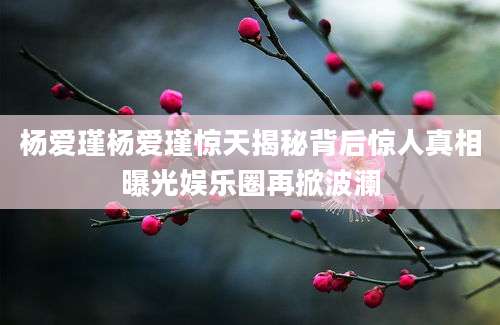 杨爱瑾杨爱瑾惊天揭秘背后惊人真相曝光娱乐圈再掀波澜