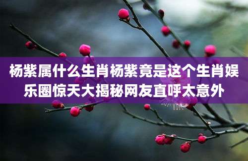 杨紫属什么生肖杨紫竟是这个生肖娱乐圈惊天大揭秘网友直呼太意外