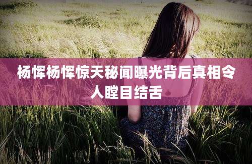 杨恽杨恽惊天秘闻曝光背后真相令人瞠目结舌