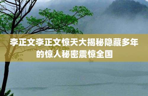 李正文李正文惊天大揭秘隐藏多年的惊人秘密震惊全国
