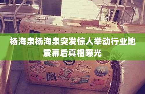 杨海泉杨海泉突发惊人举动行业地震幕后真相曝光