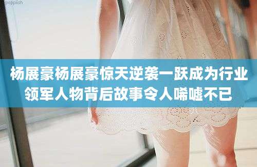 杨展豪杨展豪惊天逆袭一跃成为行业领军人物背后故事令人唏嘘不已