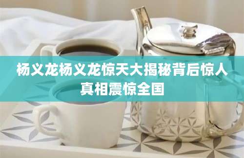 杨义龙杨义龙惊天大揭秘背后惊人真相震惊全国