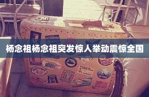 杨念祖杨念祖突发惊人举动震惊全国