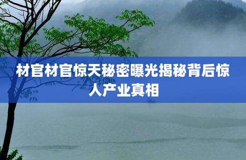 材官材官惊天秘密曝光揭秘背后惊人产业真相