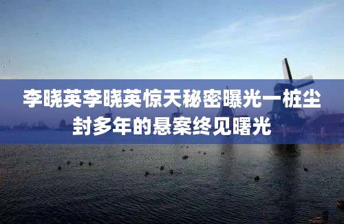 李晓英李晓英惊天秘密曝光一桩尘封多年的悬案终见曙光