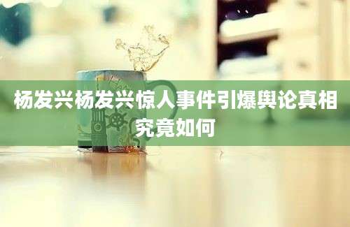 杨发兴杨发兴惊人事件引爆舆论真相究竟如何