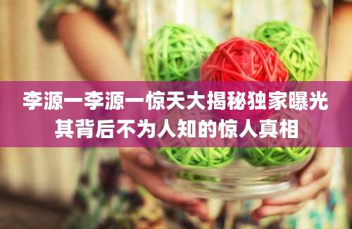 李源一李源一惊天大揭秘独家曝光其背后不为人知的惊人真相