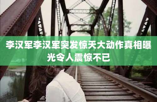 李汉军李汉军突发惊天大动作真相曝光令人震惊不已
