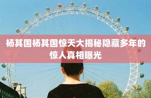 杨其国杨其国惊天大揭秘隐藏多年的惊人真相曝光