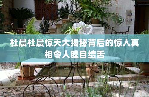 杜晨杜晨惊天大揭秘背后的惊人真相令人瞠目结舌