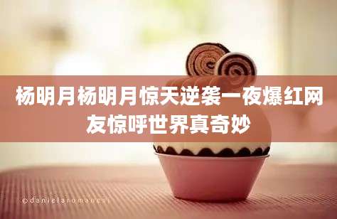 杨明月杨明月惊天逆袭一夜爆红网友惊呼世界真奇妙