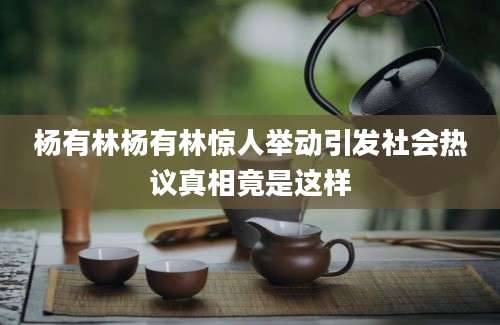杨有林杨有林惊人举动引发社会热议真相竟是这样