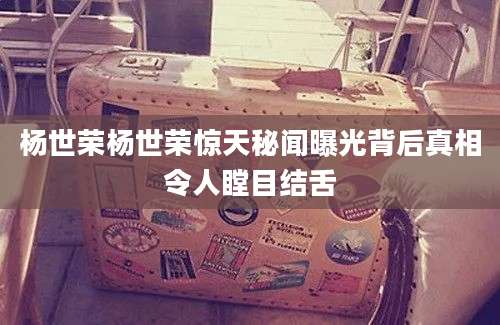 杨世荣杨世荣惊天秘闻曝光背后真相令人瞠目结舌