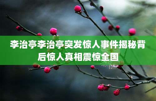 李治亭李治亭突发惊人事件揭秘背后惊人真相震惊全国